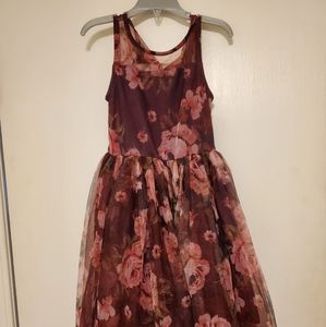 Girls wine floral dress